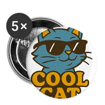 Cool Cat Retro Sunglasses - Buttons large 2.2'' (5-pack) - white