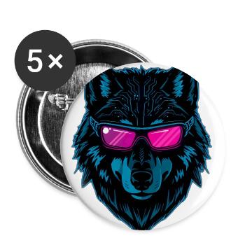 Neon Cyber Wolf Sunglasses - Buttons large 2.2'' (5-pack) - white