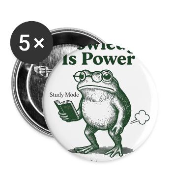 Knowledge Is Power Frog Reading - Buttons large 2.2'' (5-pack) - white