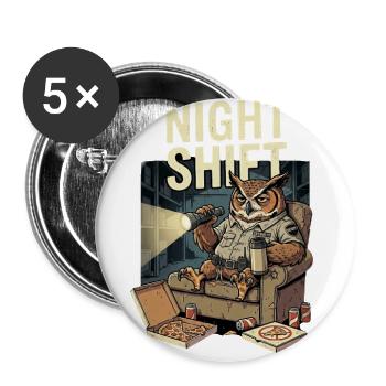 Night Shift Security Owl Pizza Lover Art - Buttons large 2.2'' (5-pack) - white