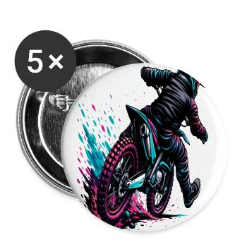 Neon Moto Rider Splash - Buttons large 2.2'' (5-pack) - white