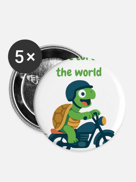 Turtle driver motorcycle - Buttons large 2.2'' (5-pack) - white