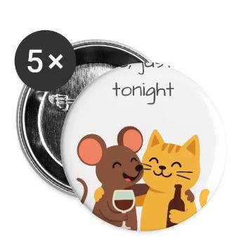 Mouse and cat - Buttons large 2.2'' (5-pack) - white