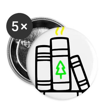 Book Stack Pine Tree Nature Reading Book Club - Buttons large 2.2'' (5-pack) - white