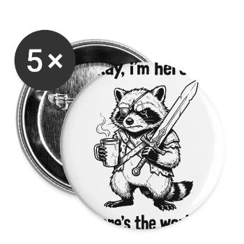 Okay I'm Here Where's The Work Funny Retro Raccoon - Buttons large 2.2'' (5-pack) - white