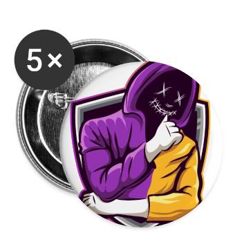 Mysterious Gamer in Purple Yellow Hoodie Logo - Buttons large 2.2'' (5-pack) - white