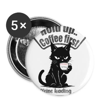 Coffee First Cat Loading - Buttons large 2.2'' (5-pack) - white