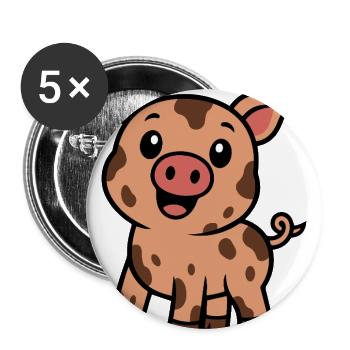 Dirty Happy Piglet - Buttons large 2.2'' (5-pack) - white