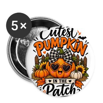 Cutest Pumpkin in the Patch Tshirt - Buttons large 2.2'' (5-pack) - white