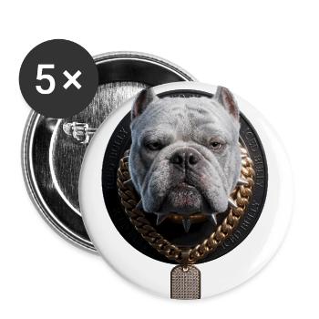 Bulldog Bling Chain Medal - Buttons large 2.2'' (5-pack) - white