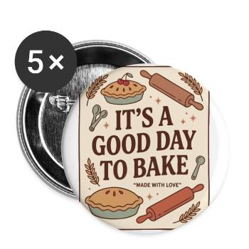 It's a Good Day to Bake Vintage Baking Lover Pie  - Buttons large 2.2'' (5-pack) - white
