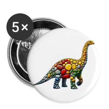 Colorful Stone Brachiosaurus Dinosaur - Buttons large 2.2'' (5-pack) - white