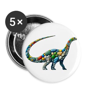 Rainbow Pebble Art Diplodocus Dinosaur - Buttons large 2.2'' (5-pack) - white