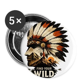Find Your Wild Headdress - Buttons large 2.2'' (5-pack) - white