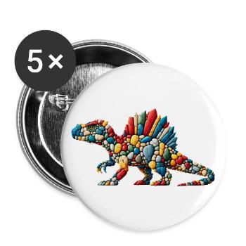 Rainbow-Hued Spinosaurus Pebble Art - Buttons large 2.2'' (5-pack) - white