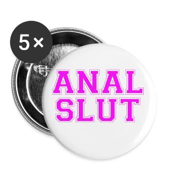 Anal Slut - Buttons large 2.2'' (5-pack) - white