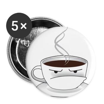 Grouchy Johns Coffee Cup logo - Buttons large 2.2'' (5-pack) - white