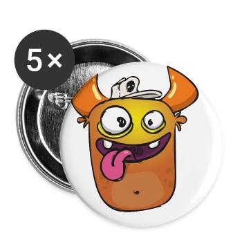 Cute yellow cheeky monster - Buttons large 2.2'' (5-pack) - white