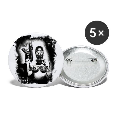 masked girl with AK - FUCK CORONA 4 bright clothes - Buttons large 2.2'' (5-pack)