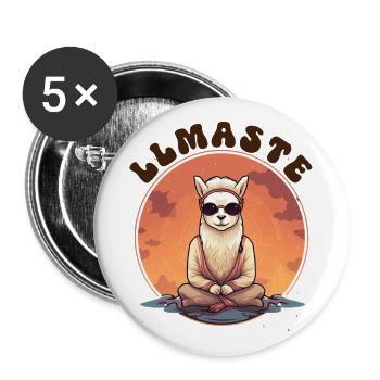 LLMASTE Yogi Alpaca Fun Namaste Design - Buttons large 2.2'' (5-pack) - white