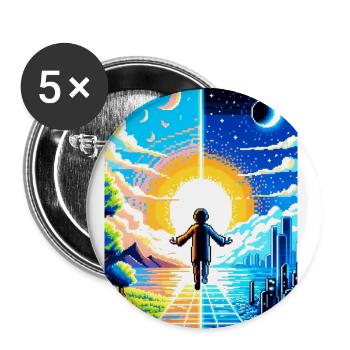 Serene Digital-Nature Blend - Pixel Art - Buttons large 2.2'' (5-pack) - white