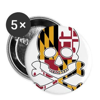 Maryland Flag Skull Crossbones - Buttons large 2.2'' (5-pack) - white