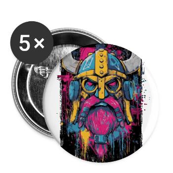 Viking Graffiti Warhelm - Buttons large 2.2'' (5-pack) - white