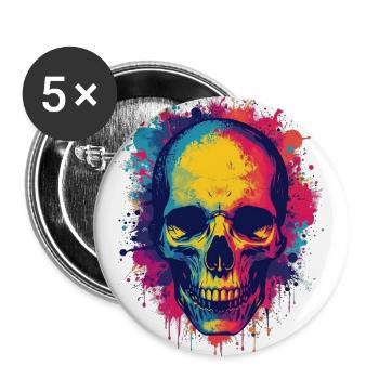 Neon Skull Splash Portrait - Buttons large 2.2'' (5-pack) - white