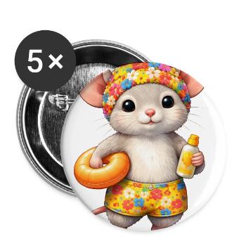 Cute Mouse on Summer Vacation - Buttons large 2.2'' (5-pack) - white