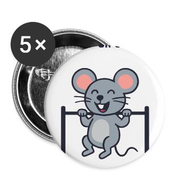 Mouse doing pull ups - Buttons large 2.2'' (5-pack) - white