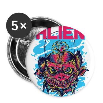 Neon Flower Alien Portrait - Buttons large 2.2'' (5-pack) - white