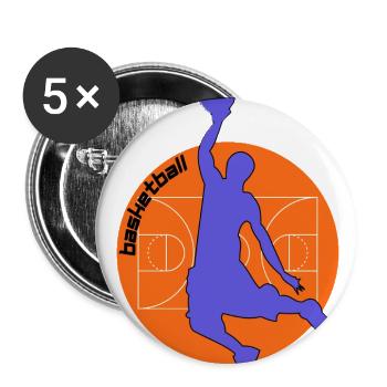 Purple Dunk Silhouette on Orange Court - Buttons large 2.2'' (5-pack) - white