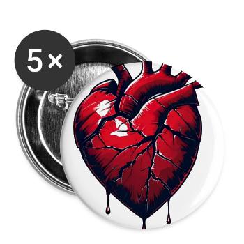 broken heart  - Buttons large 2.2'' (5-pack) - white