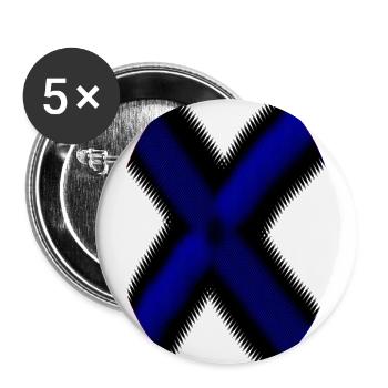 Neon Blue X Stripe - Buttons large 2.2'' (5-pack) - white