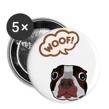 Bulldog Woof Speech Bubble - Buttons large 2.2'' (5-pack) - white