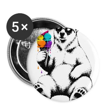 Polar Bear with Ice Cream in Stencil Style - Buttons large 2.2'' (5-pack) - white