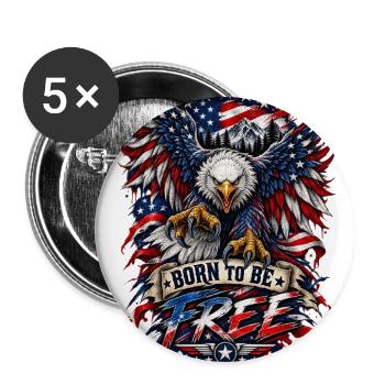 Born To Be Free Eagle - Buttons large 2.2'' (5-pack) - white