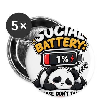 Social Battery Panda 1% - Buttons large 2.2'' (5-pack) - white