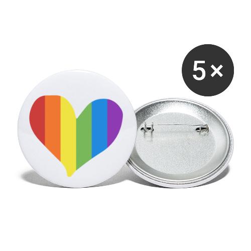 Pride Rainbow Heart - Buttons large 2.2'' (5-pack)