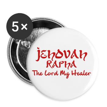 Jehovah Rapha Christian Clothing wear T-shirt - Buttons large 2.2'' (5-pack) - white