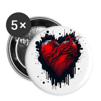 Red broken Heart - Buttons large 2.2'' (5-pack) - white