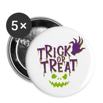 TRICK or TREAT - Buttons large 2.2'' (5-pack) - white