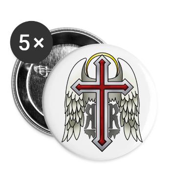 Guardian Winged Cross - Buttons large 2.2'' (5-pack) - white