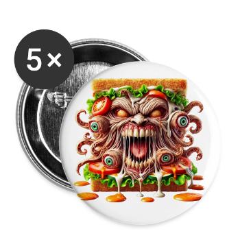 Terrifying Monster Sandwich - Buttons large 2.2'' (5-pack) - white