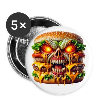 Terrifying Burger Monster - Buttons large 2.2'' (5-pack) - white