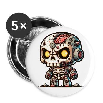 Cyborg Zombie Skull – Tech Undead Warrior - Buttons large 2.2'' (5-pack) - white
