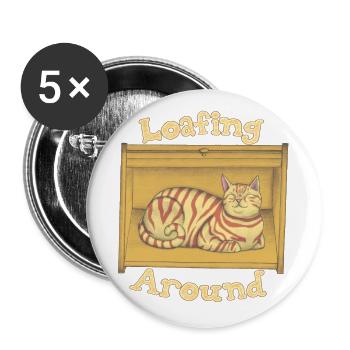 Loafing Around - Breadbox Cat - Buttons large 2.2'' (5-pack) - white