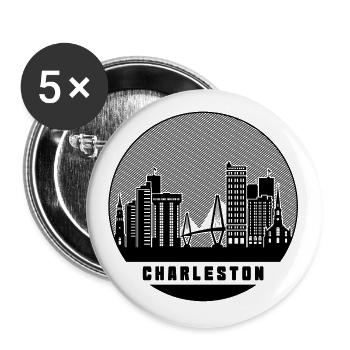 Charleston South Carolina Skyline - Buttons large 2.2'' (5-pack) - white