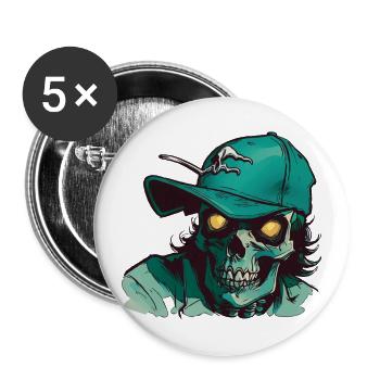 Skull with Hat - Buttons large 2.2'' (5-pack) - white