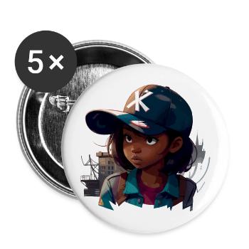 Urban Girl - Buttons large 2.2'' (5-pack) - white